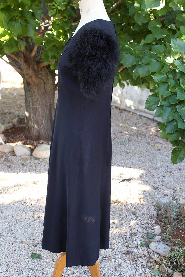 Vintage Style Shubette Black Dress with Marabou - Vintage Xaló