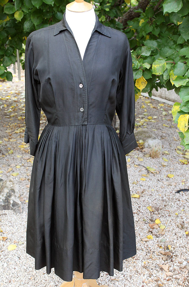 plain black silk dress